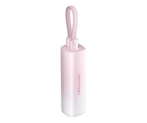 Nødlader - Vention Powerbank 5000mAh FHWR0 20W + USB-C to lightning cable (pink) Nødlader - Rosa - 5000 mAh - FHWR0