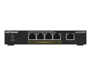 Switch/splitter - Netgear 300 Series GS305PP - switch - SOHO - 5 ports - unmanaged - GS305PP-300EUS