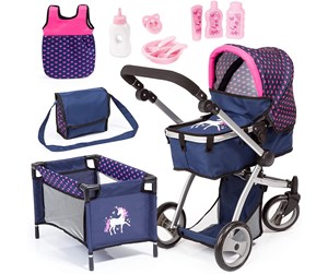 Dukker, Bamser & Utstyr - Bayer Design Doll's Pram Mega Set - Navy Unicorn (18354AC) - 18354AC