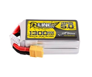 Fjernstyrt - Gens ace &Tattu R-Line Version 5.0 1300mAh 14.8V 150C 4S1P Lipo Battery Pack with XT60 Plug - TAA13004S15X6