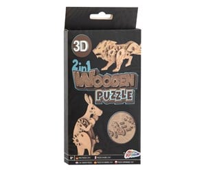 Puslespill - Grafix 2-in-1 Wooden Construction Kit 3D Puzzle - Kangaroo and Lion 3D Puslespill - 400077