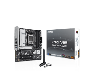 Hovedkort - ASUS PRIME B840M-A WIFI Hovedkort - AMD B840 - AMD AM5 socket - DDR5 RAM - Micro-ATX - 90MB1J20-M0EAY0