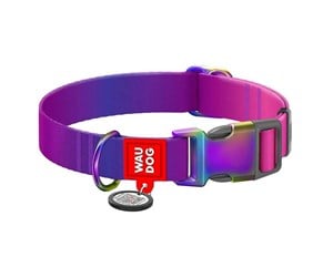 Hund - Waudog Nylon dog collar with QR code 15 mm wide 25-35 cm long purple - 46529