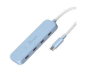 USB-hub - j5create JCH345EC - hub - eco-friendly USB-C - 4 ports USB-hub - 4 porter - Blå - JCH345EC-N