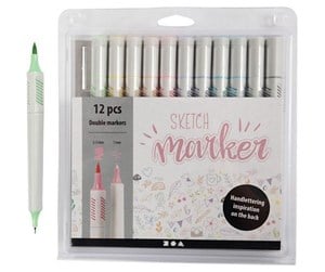 Skrive- & Tegneverktøy - Creativ Company Sketch Double Markers Pastel Colours 12 pcs - 37380