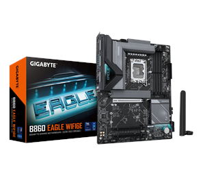 Hovedkort - GIGABYTE B860 EAGLE WIFI6E Hovedkort - Intel B860 - Intel LGA1851 socket - DDR RAM - ATX - B860 EAGLE WIFI6E