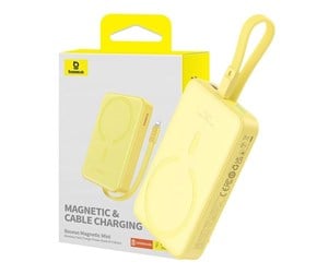 Nødlader - Baseus Magnetic Mini 10000mAh 20W MagSafe Magnetic Power Bank (Yellow) Nødlader - Gul - 10000 mAh - P10022109Y23-00