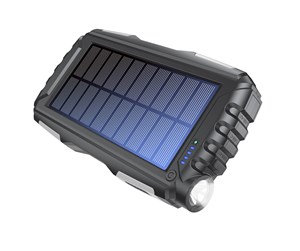 Nødlader - DENVER PSO-20010 MK2 – Solar Powerbank with 20.000mAh Battery and Triple USB Output Nødlader - Svart - 20000 Ah - PSO-20010