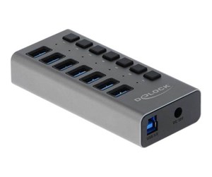 USB-hub - DeLOCK USB Hub - 7 Ports USB-hub - USB 3.0 - 7 porter - Grå - 63669