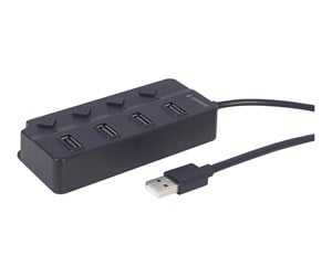 USB-hub - Gembird UHB-U2P4P-01 - hub - with switches - 4 ports USB-hub - 4 porter - Svart - UHB-U2P4P-01