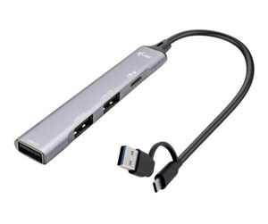 USB-hub - I-Tec - hub - USB-C/USB-A metal - 4 ports USB-hub - 4 porter - Grå - CAHUBMETALMINI4