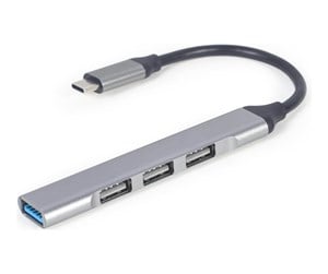 USB-hub - Gembird - hub - USB Type-C silver - 4 ports USB-hub - 4 porter - Sølv - UHB-CM-U3P1U2P3-03