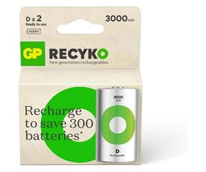 Kamerabatteri & Batterigrep - GP Recyko NiMH 3000mAh D 2's Paper Box - Green - 201250