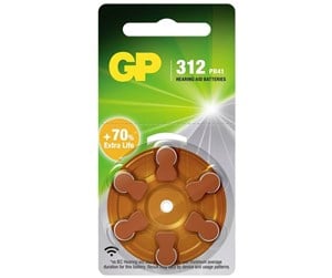 Kamerabatteri & Batterigrep - GP Hearing Aid Battery ZA 312 1.4V 6-Pack Zinc-Air PR41 - Brown - 103250