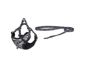 Hund - Dogness walking set leash+harness for dog (black and white) - DOG SET BLACK