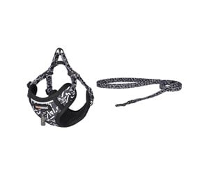 Katt - Dogness cat leash+harness walking set (black and white) - CAT SET BLACK