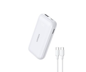 Nødlader - UGREEN 10000mah Two-Way Fast Charging Power Bank Nødlader - Hvit - 10000 mAh - 25189-UG