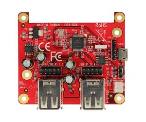 USB-hub - DeLOCK Add-on module Raspberry Pi - 4 x USB Type A USB-hub - 4 porter - Rød - 62650