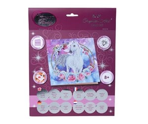 Leketøy - Craft Buddy Unicorn Garland, 18x18cm Crystal Art Card - 103800