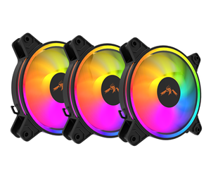 Kabinettvifte - DUTZO KURA 120 ARGB (3-pack) - Kabinettvifte - 120mm - Svart med RGB LED-lys - 24 dBA - 3x KURA 120 ARGB