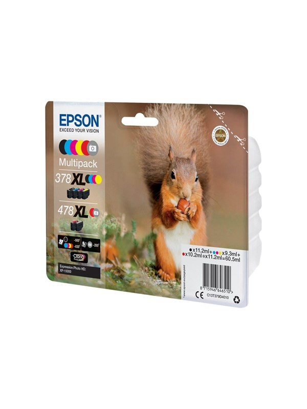 Epson 378XL / 478XL Multipack 6-Pack Ink (Grey Black Yellow Cyan Magenta Red) - Blekkpatron Flerfarget