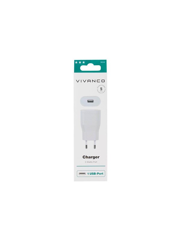 Vivanco 1xUSB Ultra Slim Home Charger 1A White