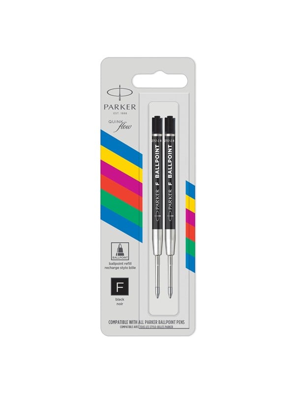 Parker Ballpoint Pen Refills | Fine Tip | Black QUINKflow Ink | 2 Count