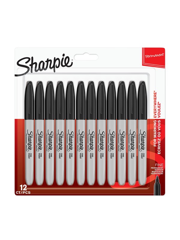 Sharpie Permanent Markers | Fine Point | Black | 12 Count