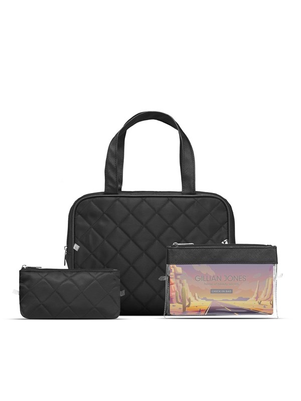 Gillian Jones - 3-piece Cosmetic Bag Set in 100% R