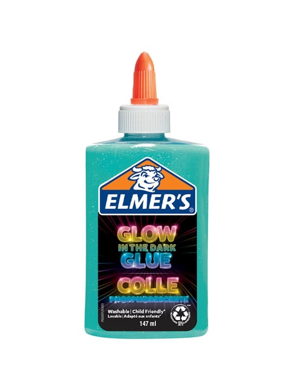 Bilde av Elmer&apos;s Elmers Glow-in-the-dark Flytende Lim | Blå | 147 Ml | Vaskbar Og Barnevennlig | Flott For å Lage Slim Og Lage