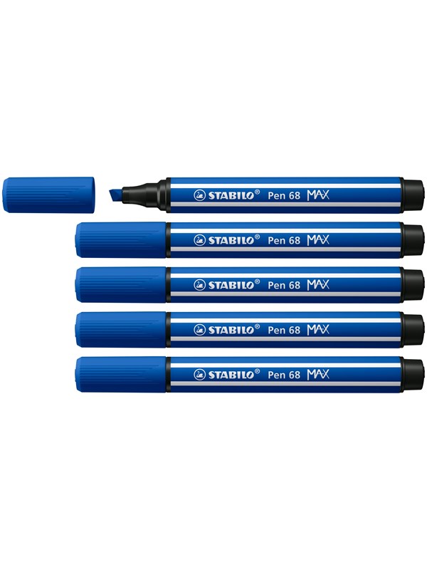 STABILO Pen 68 MAX - Felt-tip pen with thick chisel tip - dark blue