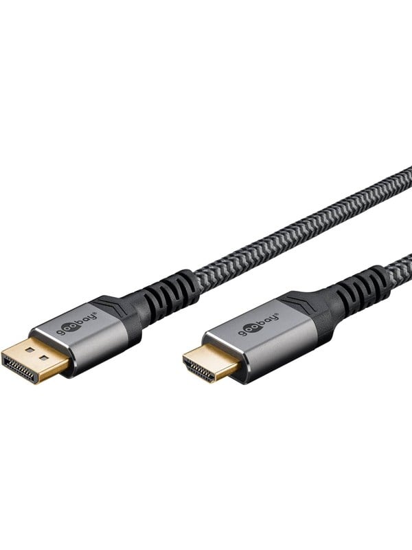 Pro Displayport 1.2 - HDMI 2.0 Sleeved - Skjermkabel - 1m - Svart