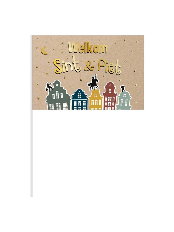 Bilde av Folat Bv Waving Flag &apos;welcome Sint &amp; Piet&apos; 30x20cm