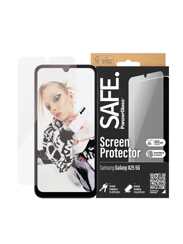 SAFE. by PanzerGlass Screen Protector Samsung Galaxy A25 5G | Ultra-Wide Fit w. EasyAligner