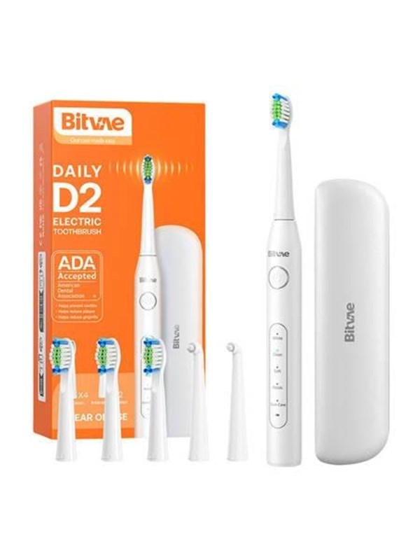 Bilde av Bitvae Elektrisk Tannbørste Sonic Toothbrush With Tips Set And Travel Case D2 (white)