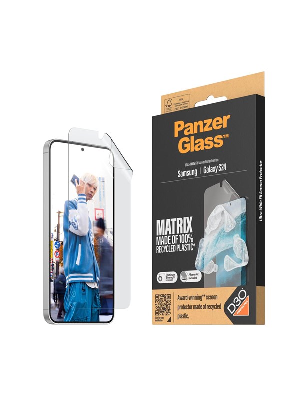 PanzerGlass MATRIX Screen Protector with D3O Samsung Galaxy S24 | Ultra-Wide Fit w. AlignerKit