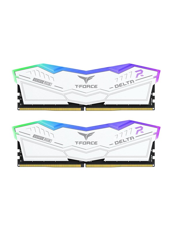 Team Group T-Force Delta RGB DDR5-7200 - 32GB - CL34 - Dual Channel (2 pcs) - Intel XMP - Hvit med RGB