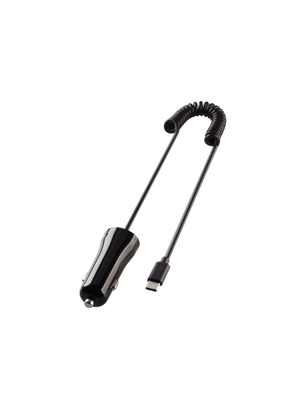 Vivanco Car Charger USB-C 2.4A with 1m spiral cable Black