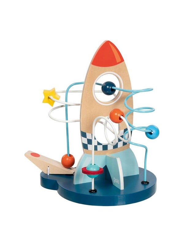 Goki Wooden Locomotion Spiral Rocket with Catapult