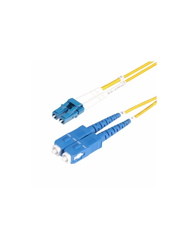 3m (10ft) LC to SC (UPC) OS2 Single Mode Duplex Fiber Optic Cable 9/125µm Laser Optimized 10G Bend Insensitive Low Insertion Loss - LSZH Fiber Patch Cord (SMLCSC-OS2-3M) - patch cable - 3 m - yellow