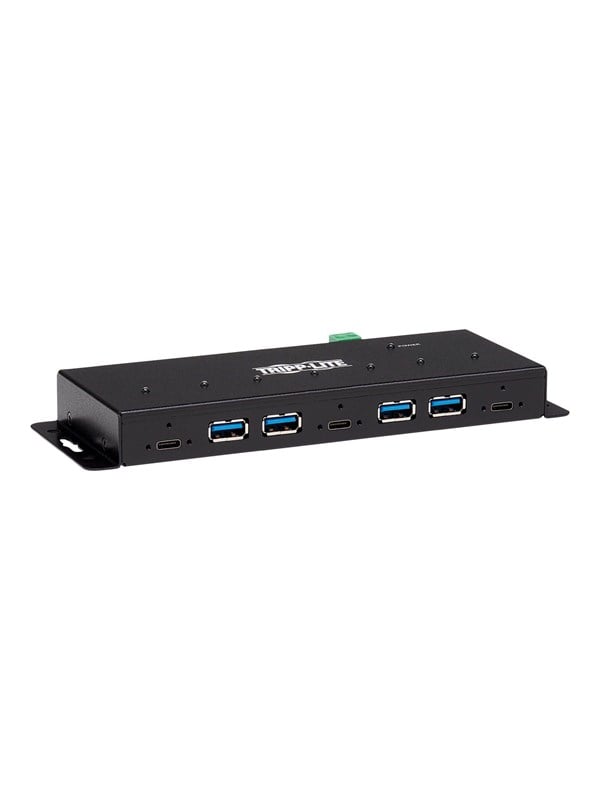 Eaton series 7-Port Industrial-Grade USB 3.1 Gen 2 Hub - 10 Gbps 4 USB-A & 3 USB-C 15 kV ESD Immunity Metal Housing TAA USB-hub - 7 porter - Svart