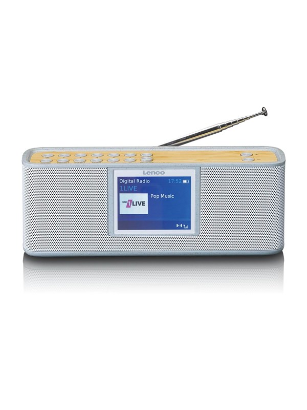 Lenco PDR-046GY - DAB+ radio met Bluetooth® 5.0 white/bamboo - DAB/DAB+/FM - Stereo - Hvit