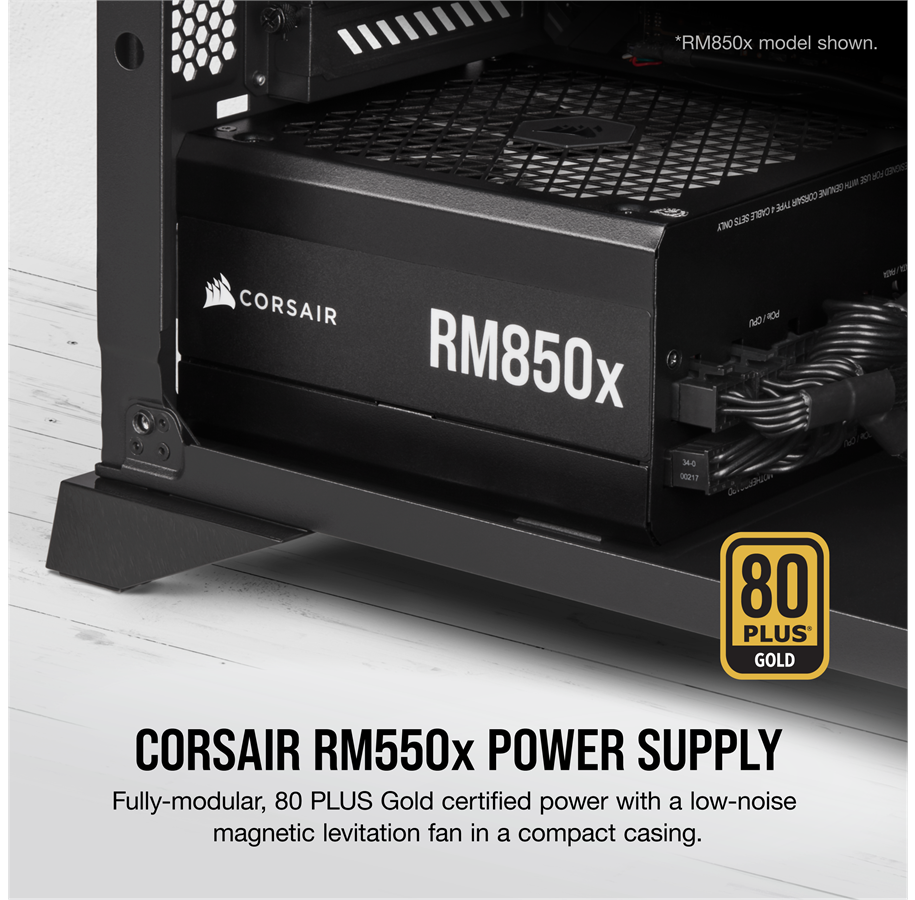 Corsair Rm550x 21 Stromforsyning Psu 550 Watt 135 Mm 80 Plus Gold Sertifisert