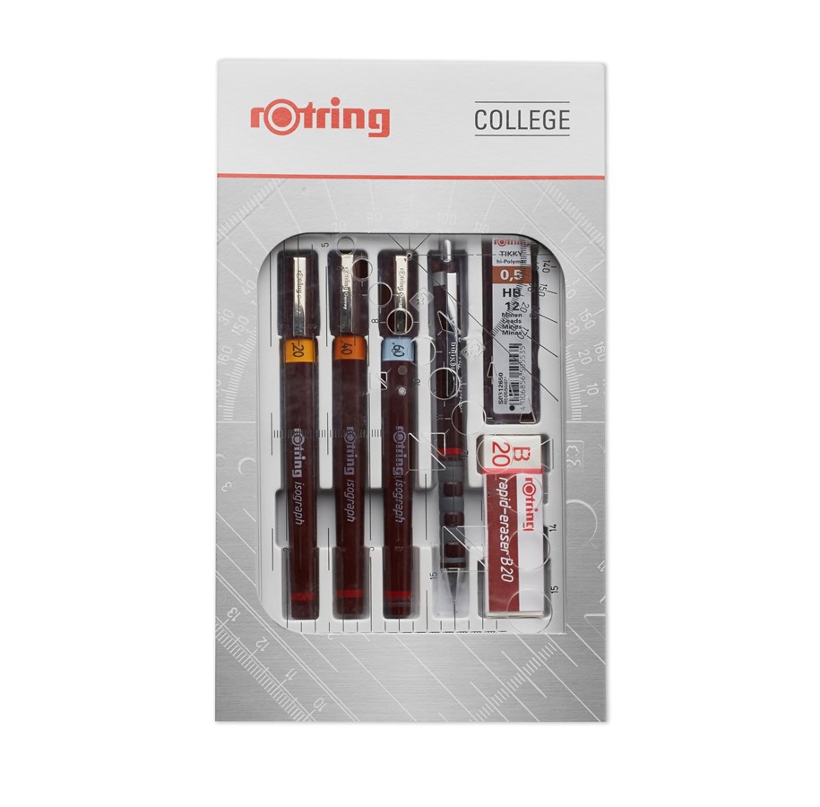 Rotring Isograph Technical Pen College Set - 0.2mm, 0.4mm, 0.6mm, Set of 3  