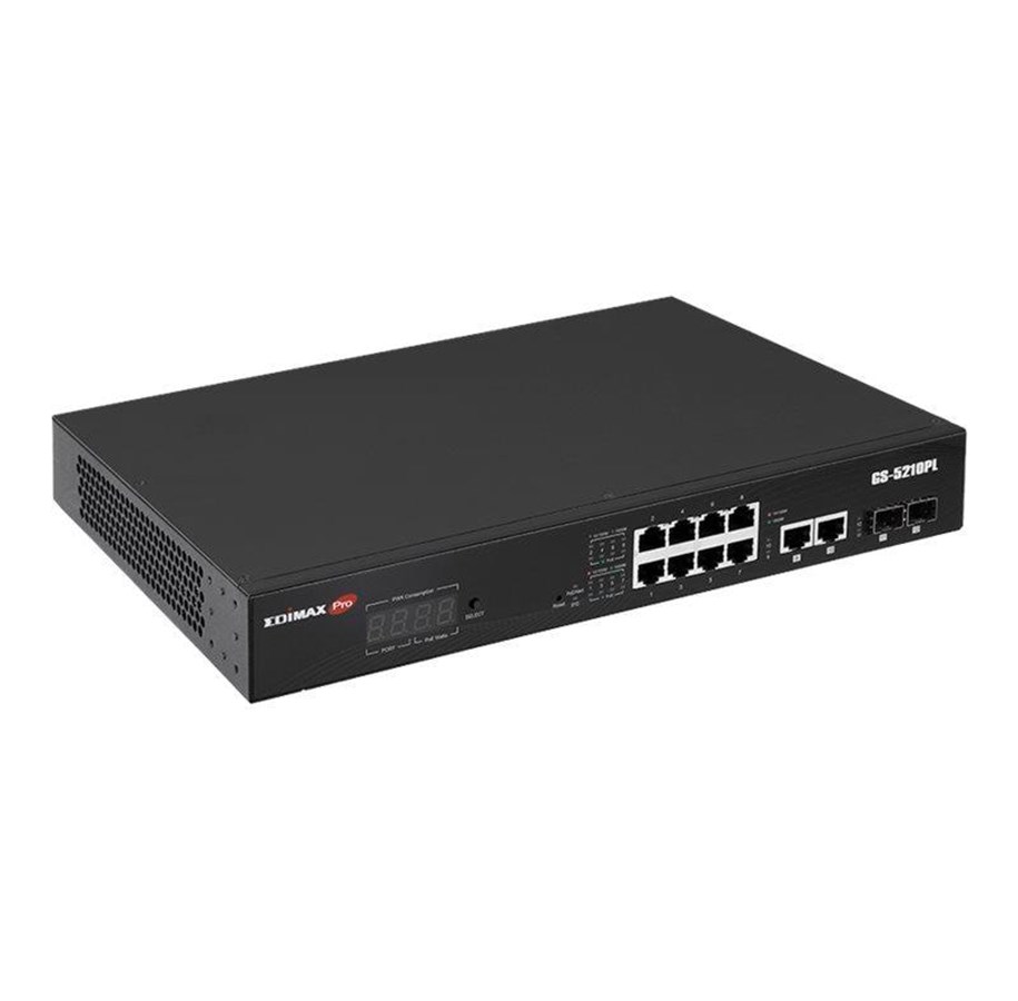 EDiMAX PRO 8 + 2 RJ45 + 2 SFP Ports Gigabit POE+ Smart Switch