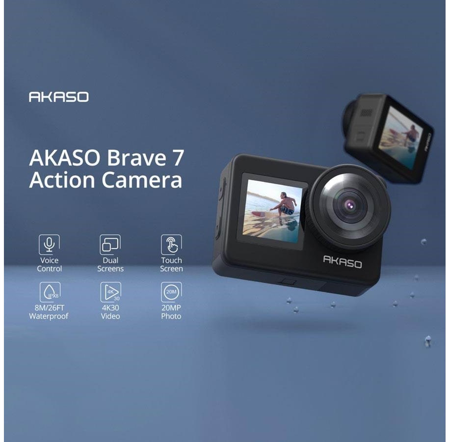 Akaso Brave 7 Dual Screen 4K/30fps Action Camera IPX8 Waterproof