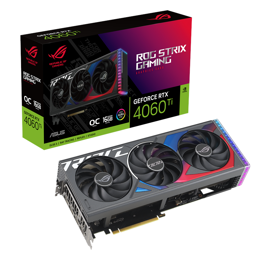 ASUS GeForce RTX 4060 Ti ROG STRIX OC - 16GB GDDR6 RAM - Grafikkort